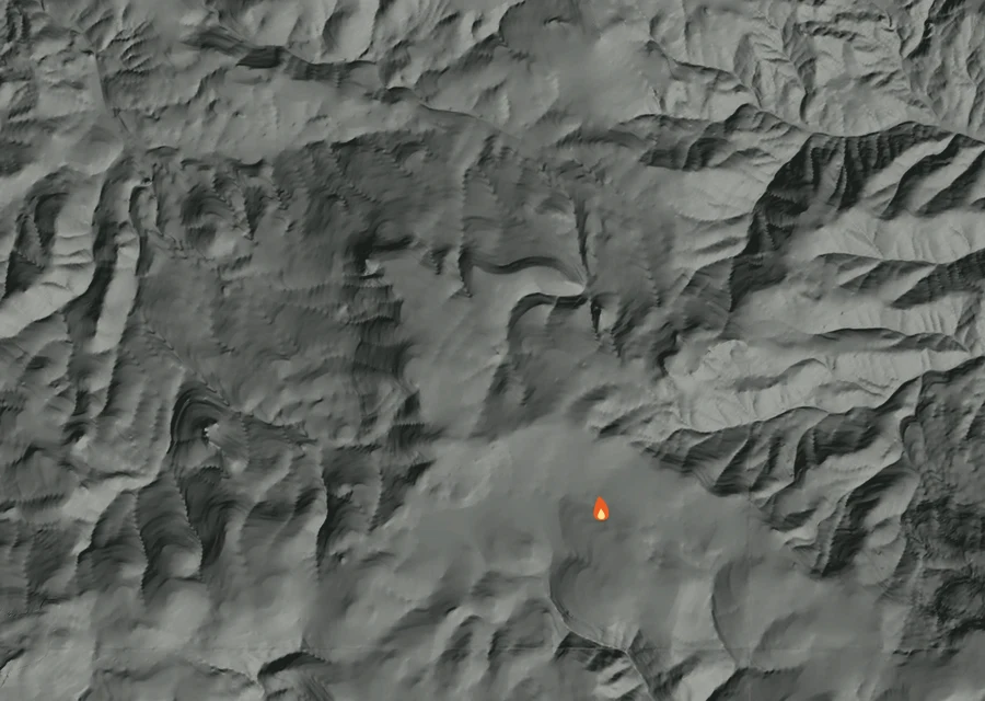 Animated map of the 0468 Fire across the whole record, with a time bar along the bottom showing energy released and the local date.