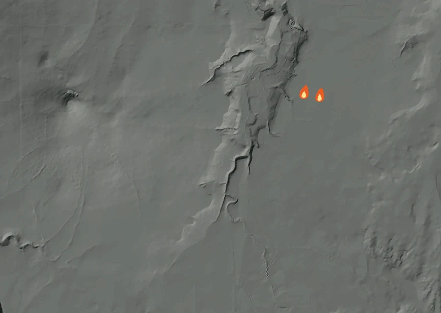 Map for Tue 1 Sep: flames mark every place that gave off heat that day.
