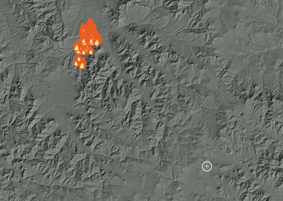 Animated map of the 3 BAR Coral Fire across the whole record, with a time bar along the bottom showing energy released and the local date.