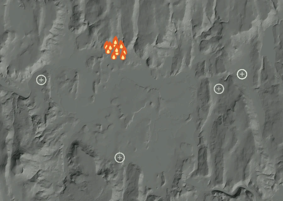 Map for Mon 28 Sep: flames mark every place that gave off heat that day.