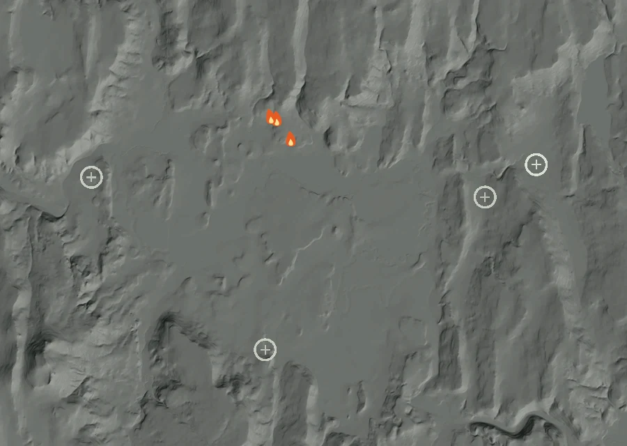 Map for Thu 1 Oct: flames mark every place that gave off heat that day.