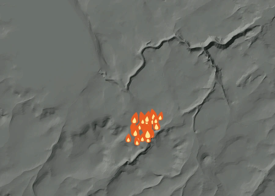 Animated map of the 354 Fire across the whole record, with a time bar along the bottom showing energy released and the local date.