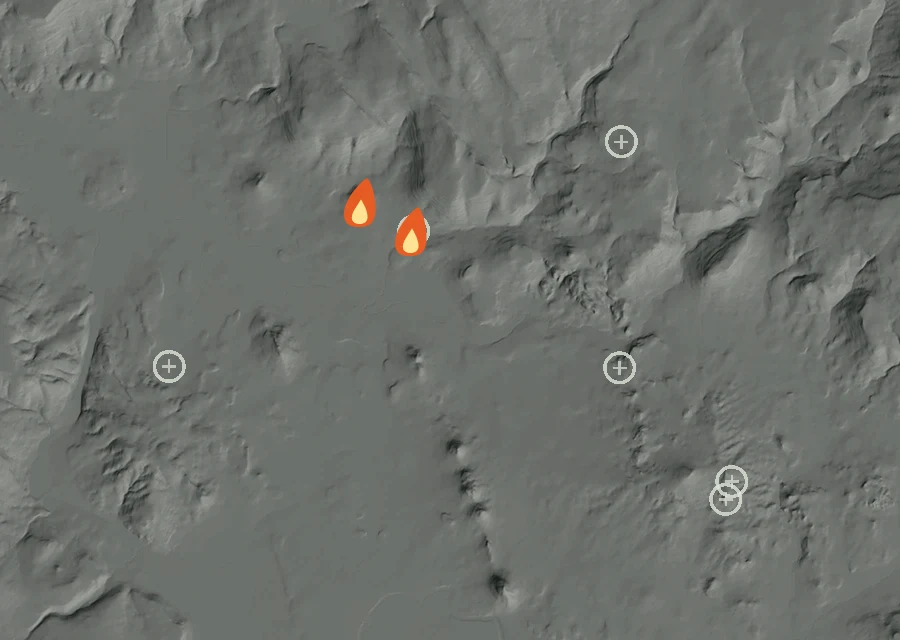 Animated map of the 383 Fire across the whole record, with a time bar along the bottom showing energy released and the local date.