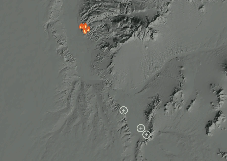 Animated map of the Bell Fire across the whole record, with a time bar along the bottom showing energy released and the local date.