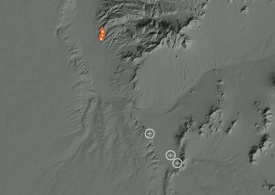 Map for Wed 2 Sep: flames mark every place that gave off heat that day.