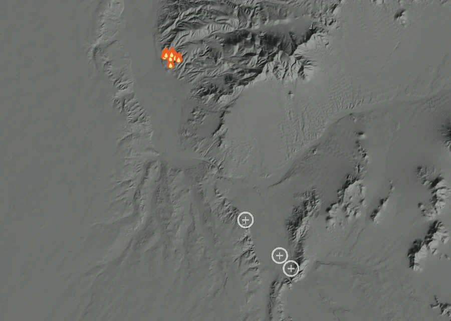 Map for Thu 3 Sep: flames mark every place that gave off heat that day.