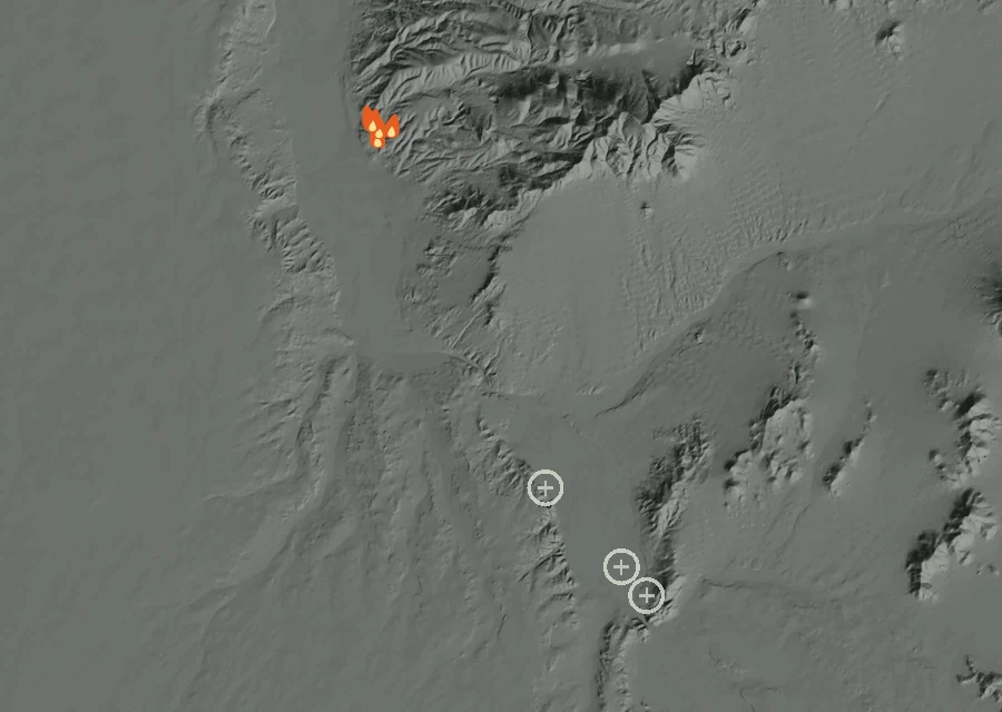 Map for Sat 5 Sep: flames mark every place that gave off heat that day.