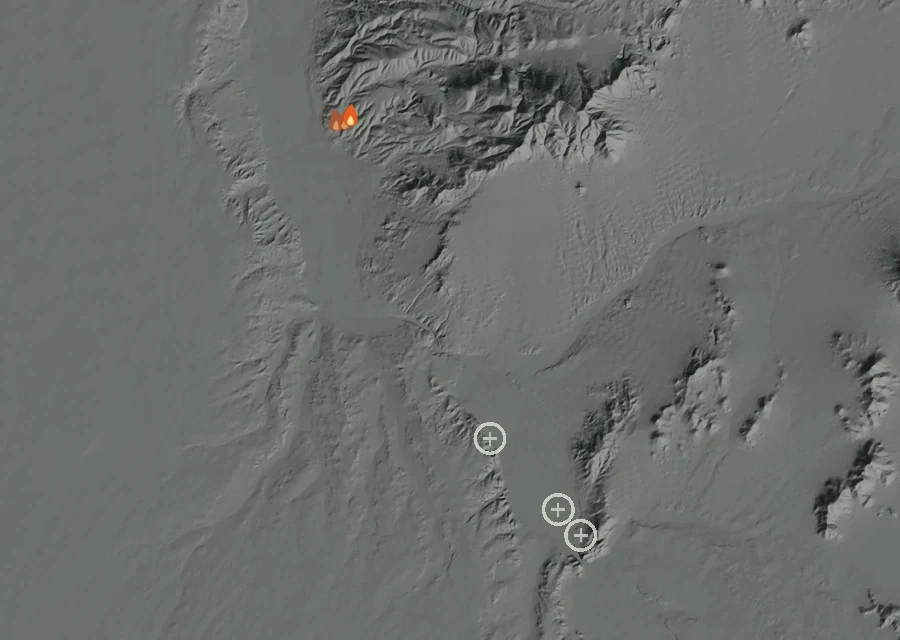Map for Mon 7 Sep: flames mark every place that gave off heat that day.