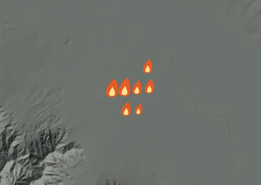 Animated map of the Belmont Fire across the whole record, with a time bar along the bottom showing energy released and the local date.