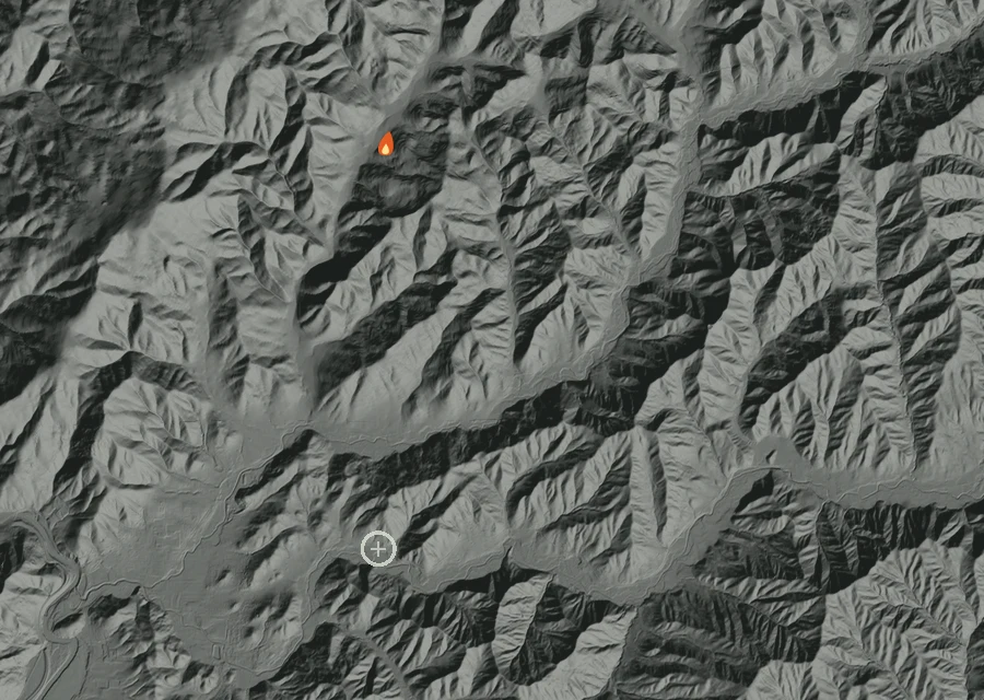 Map for Mon 21 Sep: flames mark every place that gave off heat that day.