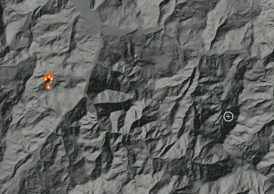 Animated map of the Black Butte Fire across the whole record, with a time bar along the bottom showing energy released and the local date.