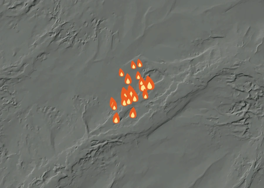 Animated map of the Black Rock 2 Fire across the whole record, with a time bar along the bottom showing energy released and the local date.