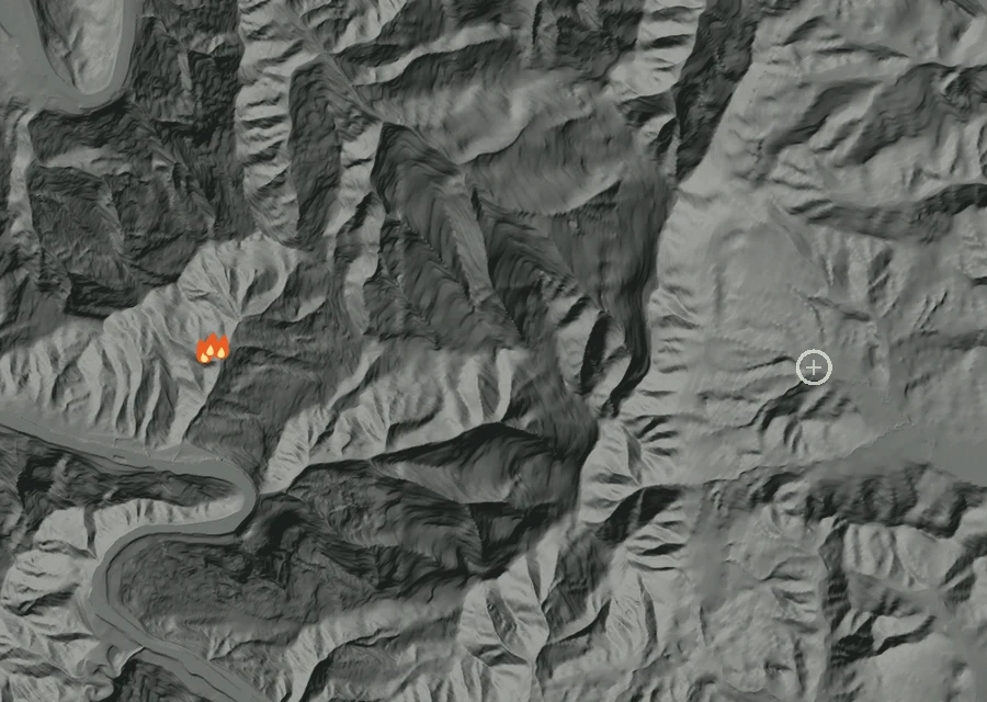 Map for Mon 31 Aug: flames mark every place that gave off heat that day.