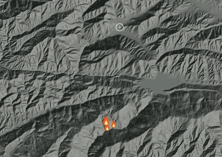 Map for Sun 4 Oct: flames mark every place that gave off heat that day.