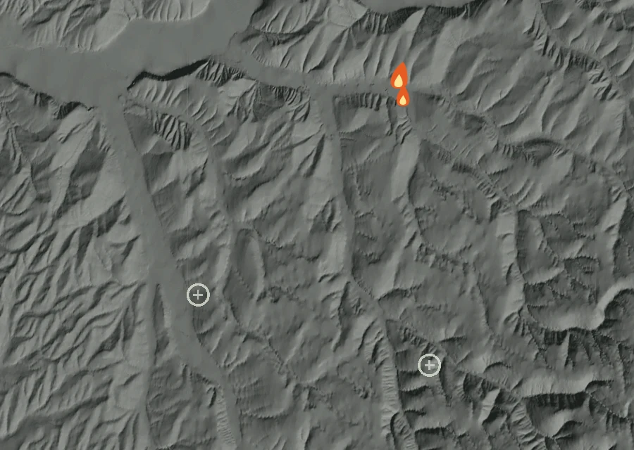 Map for Fri 2 Oct: flames mark every place that gave off heat that day.