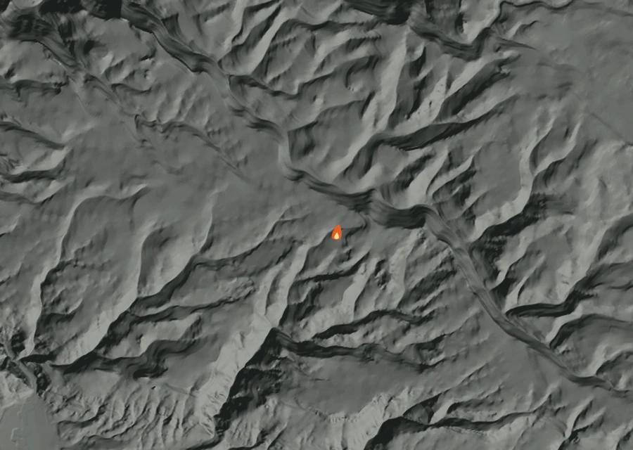 Map for Thu 24 Sep: flames mark every place that gave off heat that day.