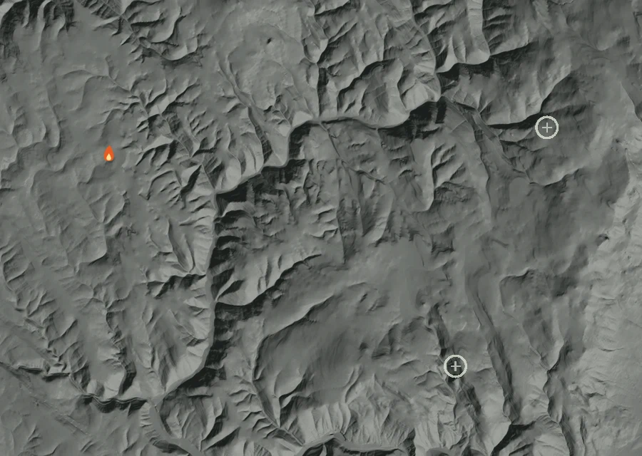Map for Fri 9 Oct: flames mark every place that gave off heat that day.