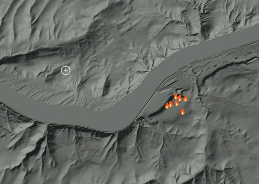 Animated map of the Casey Fire across the whole record, with a time bar along the bottom showing energy released and the local date.