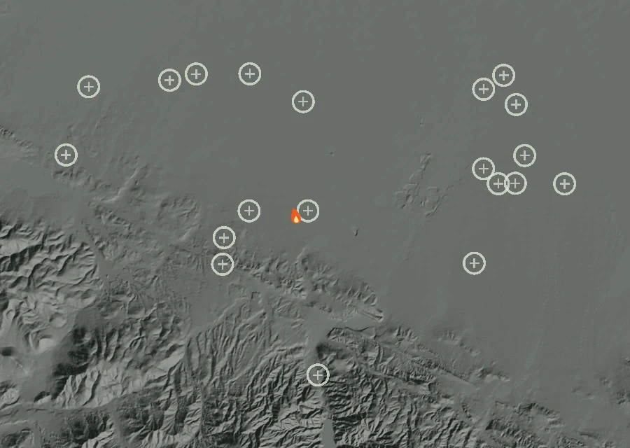 Animated map of the Colin Fire across the whole record, with a time bar along the bottom showing energy released and the local date.