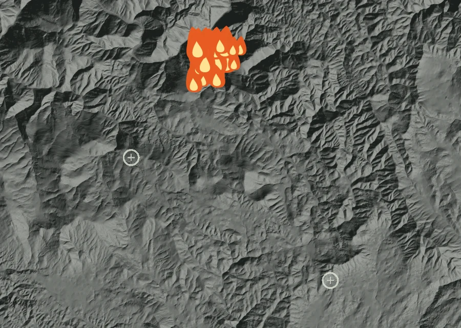 Animated map of the Colorado Fire across the whole record, with a time bar along the bottom showing energy released and the local date.