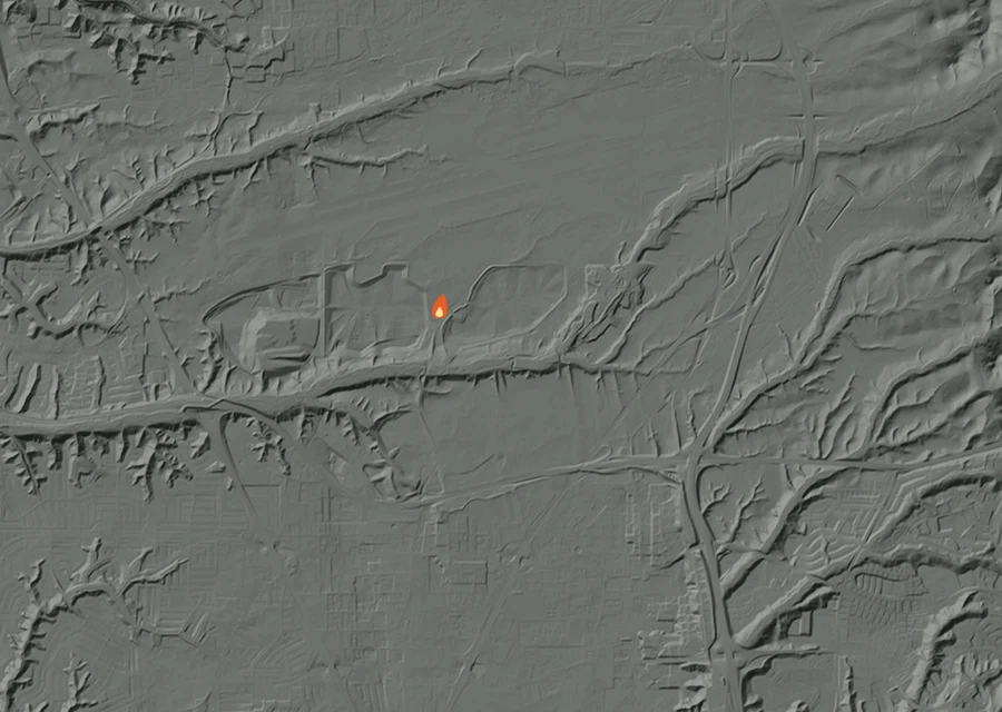 Map for Tue 25 Aug: flames mark every place that gave off heat that day.