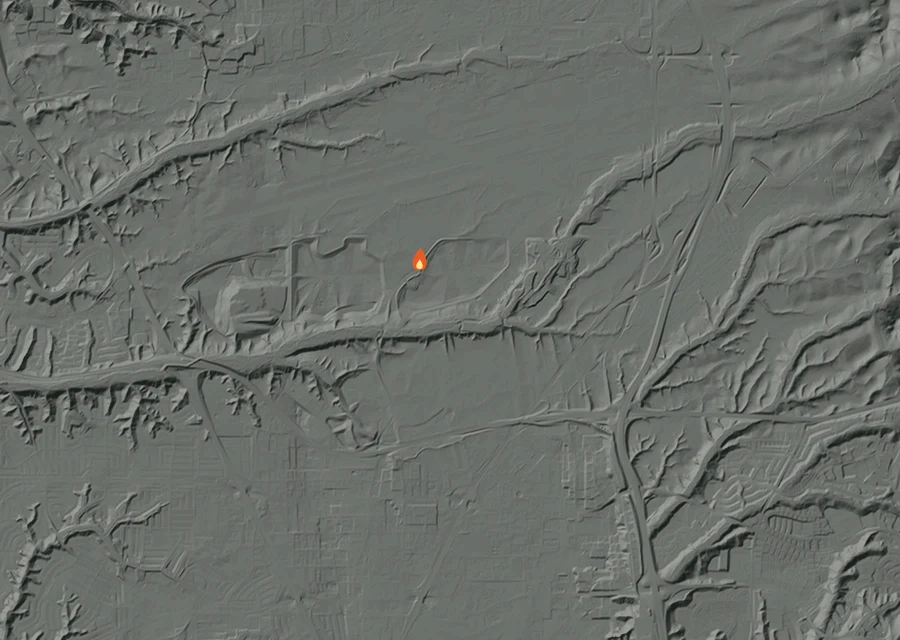 Map for Wed 26 Aug: flames mark every place that gave off heat that day.