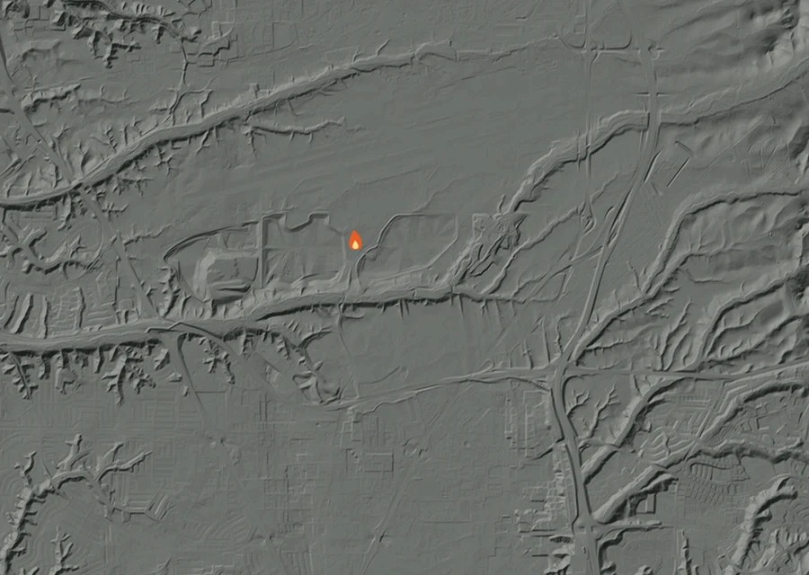 Map for Sat 29 Aug: flames mark every place that gave off heat that day.