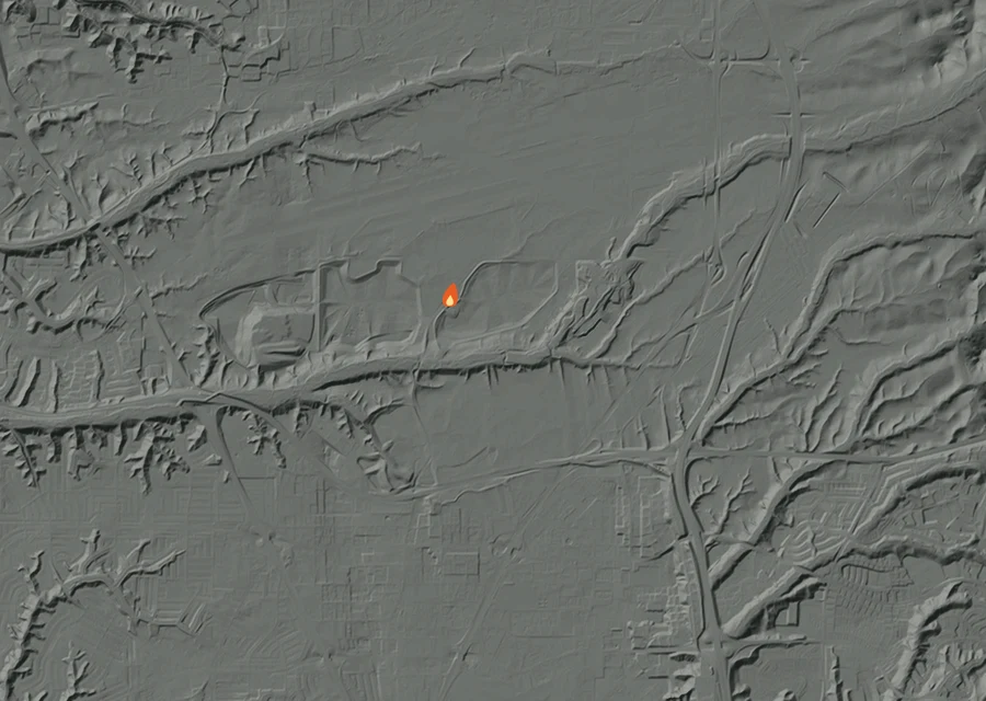 Map for Mon 7 Sep: flames mark every place that gave off heat that day.
