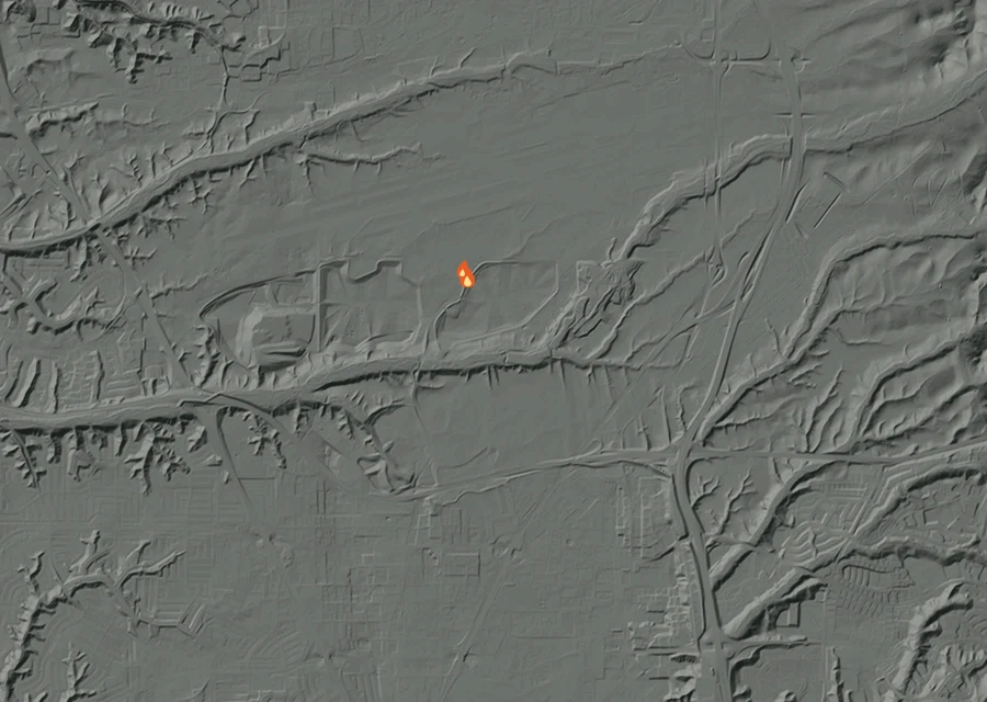 Map for Sat 12 Sep: flames mark every place that gave off heat that day.
