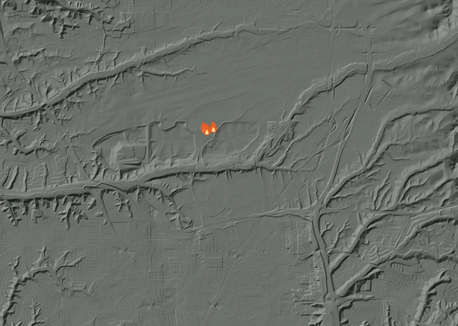 Map for Wed 23 Sep: flames mark every place that gave off heat that day.