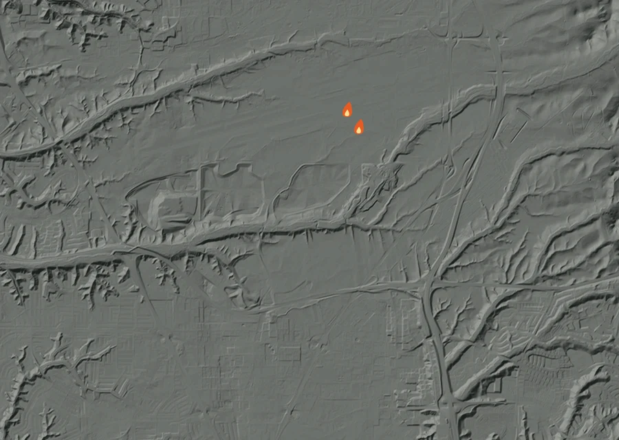 Map for Thu 24 Sep: flames mark every place that gave off heat that day.