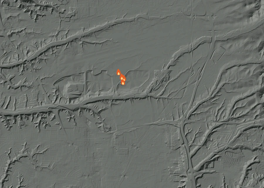 Map for Tue 29 Sep: flames mark every place that gave off heat that day.