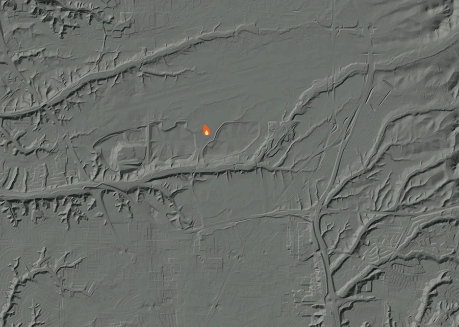 Map for Mon 5 Oct: flames mark every place that gave off heat that day.
