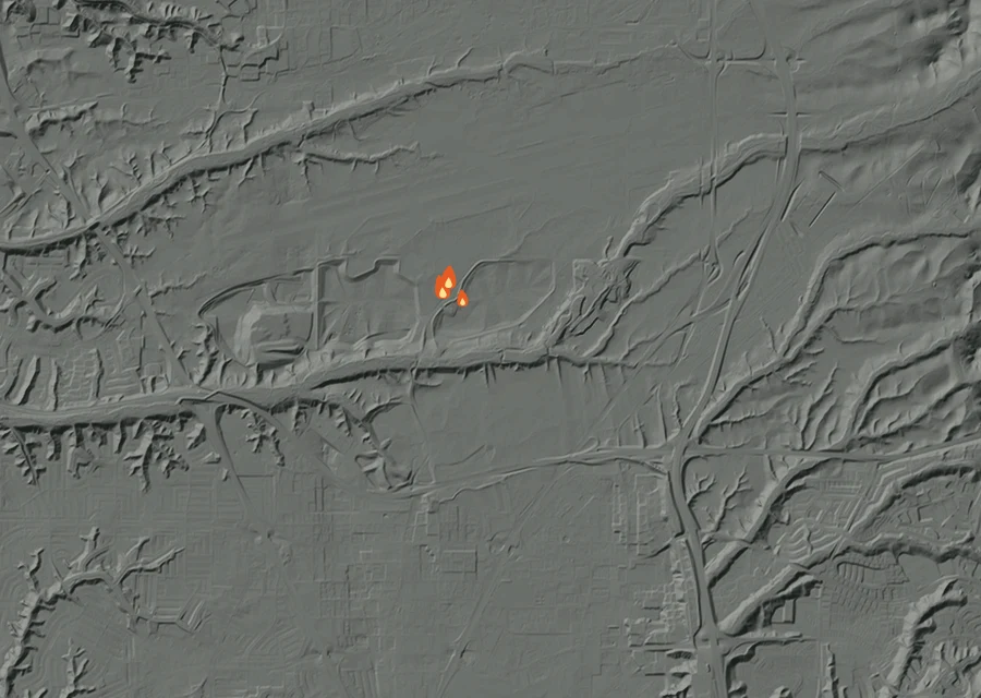 Map for Tue 6 Oct: flames mark every place that gave off heat that day.