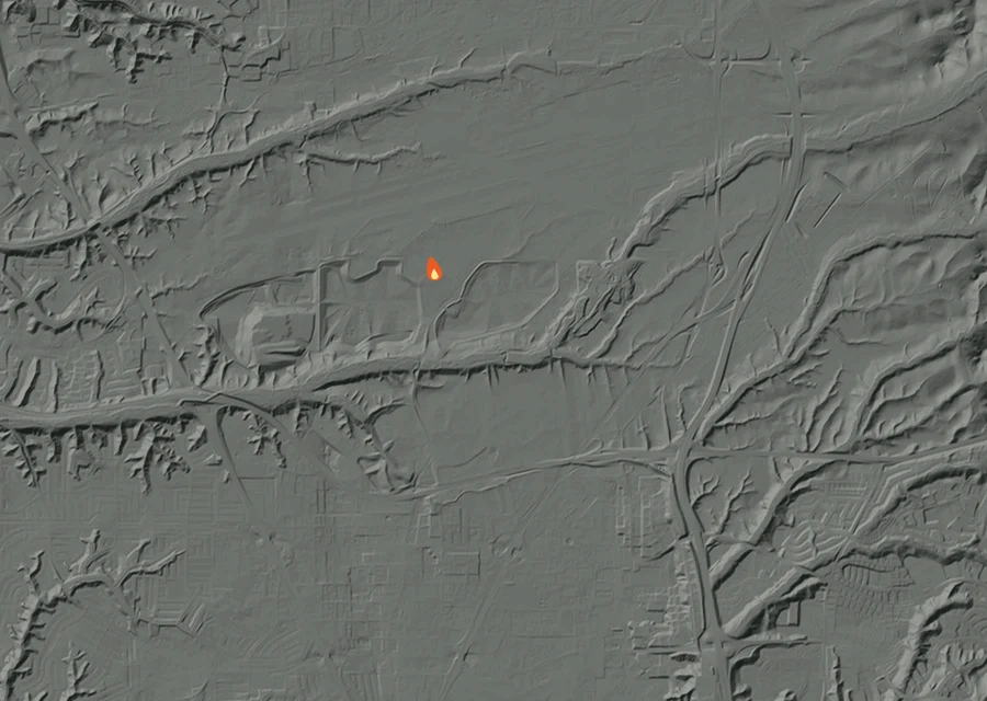 Map for Wed 7 Oct: flames mark every place that gave off heat that day.