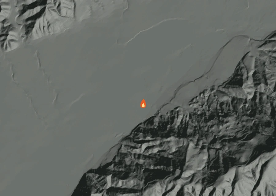 Animated map of the Cornell Fire across the whole record, with a time bar along the bottom showing energy released and the local date.