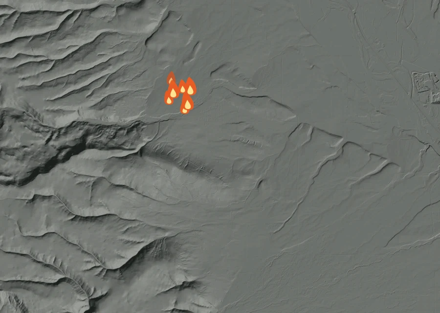 Animated map of the Cove Road Fire across the whole record, with a time bar along the bottom showing energy released and the local date.