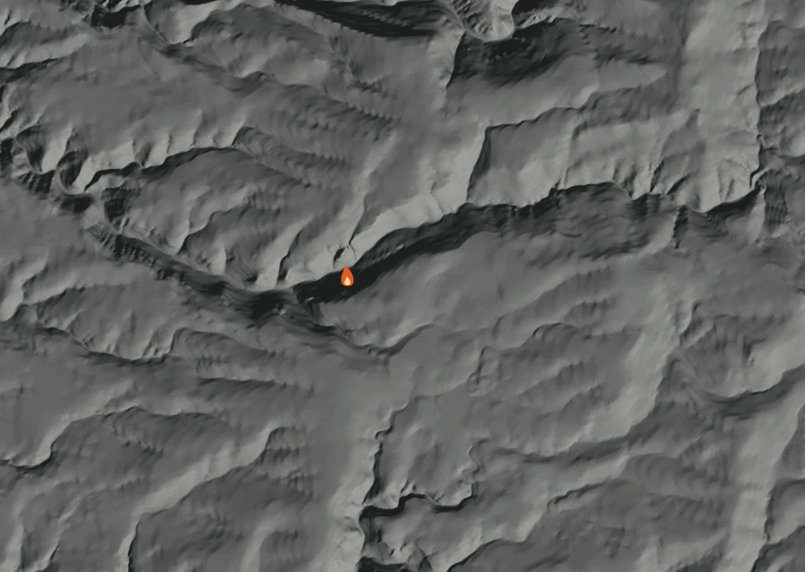 Map for Sat 5 Sep: flames mark every place that gave off heat that day.