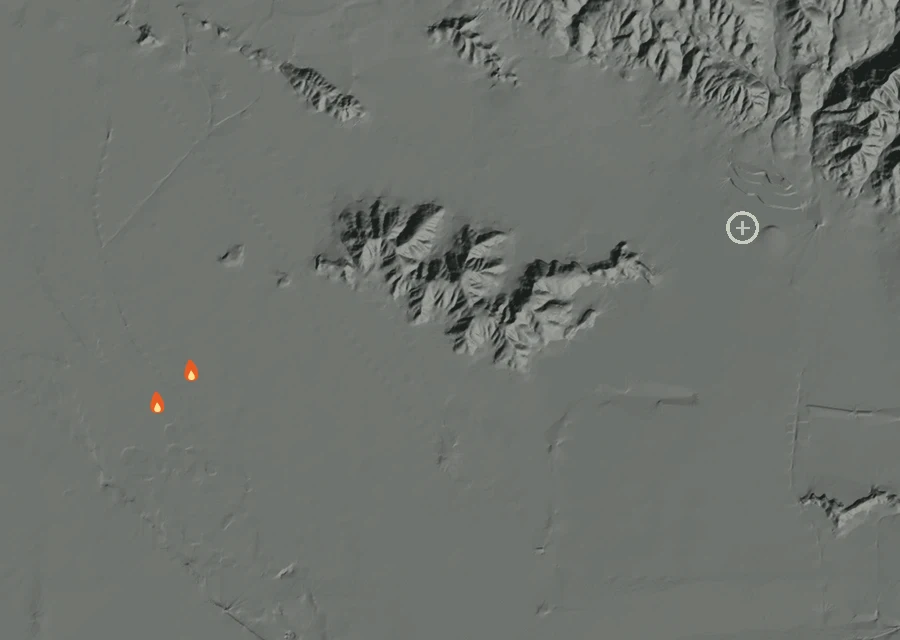 Animated map of the Darby Fire across the whole record, with a time bar along the bottom showing energy released and the local date.