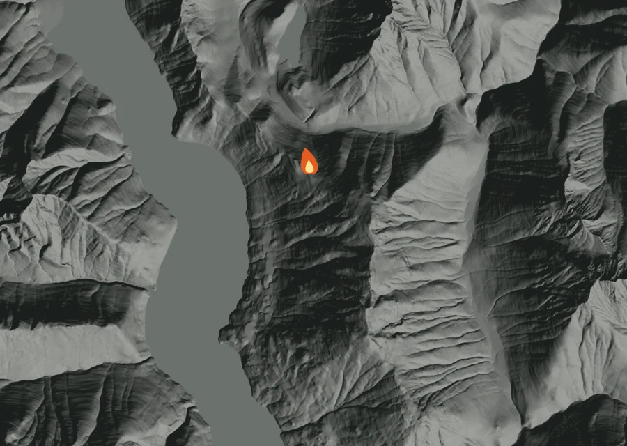 Map for Wed 16 Sep: flames mark every place that gave off heat that day.