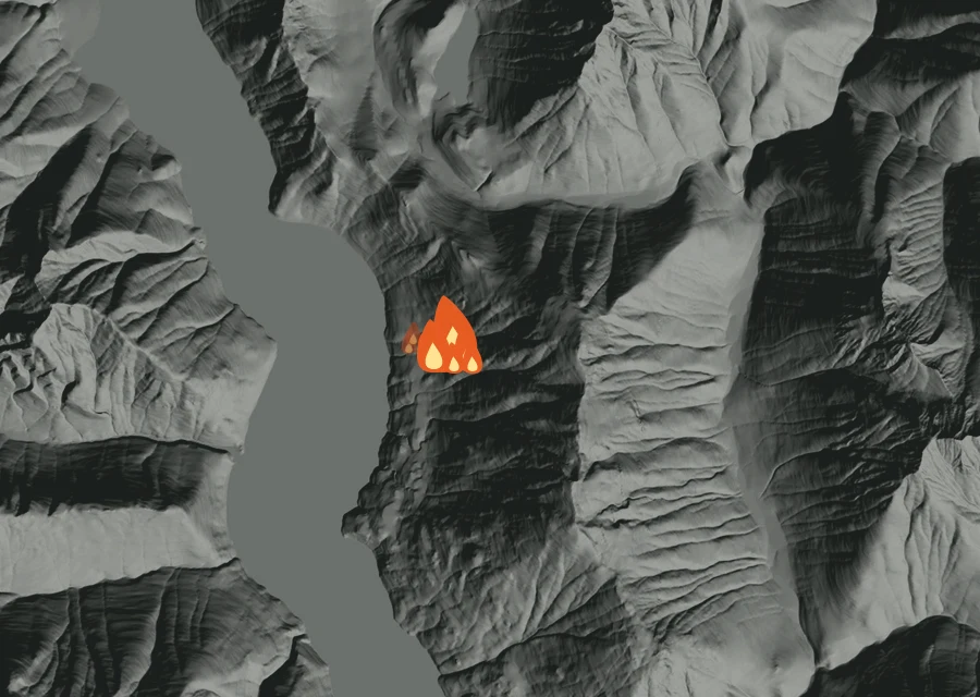 Map for Tue 22 Sep: flames mark every place that gave off heat that day.
