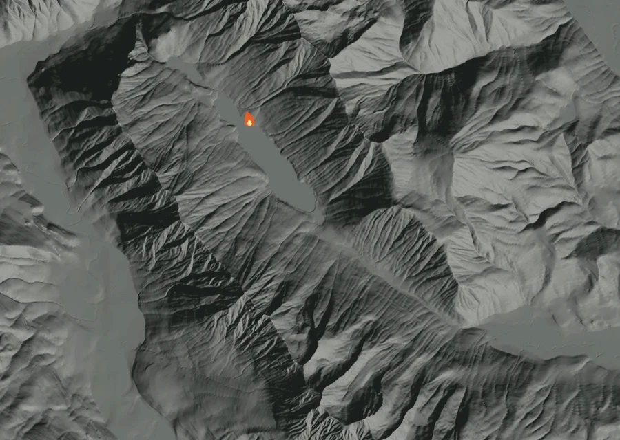 Map for Mon 7 Sep: flames mark every place that gave off heat that day.