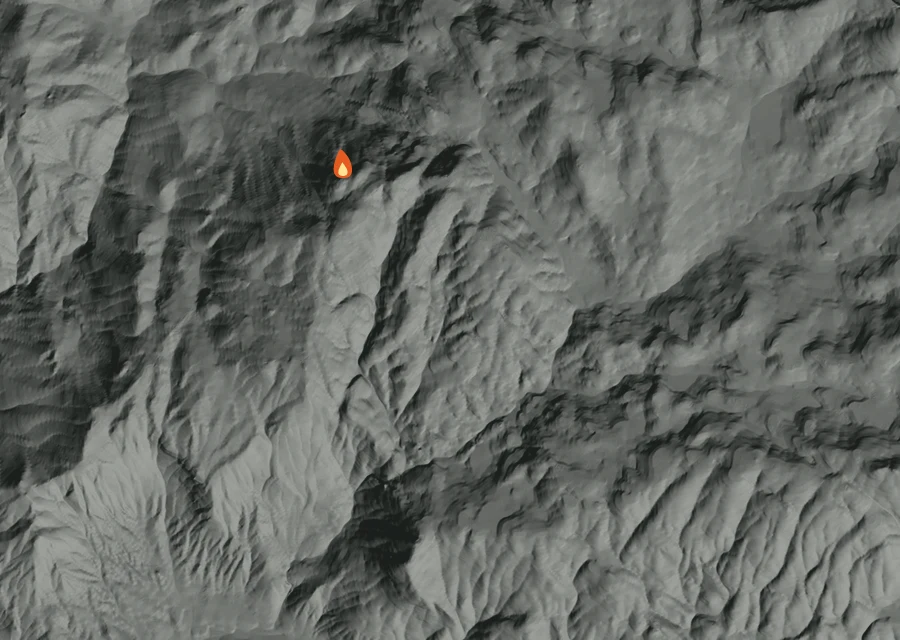Map for Wed 7 Oct: flames mark every place that gave off heat that day.
