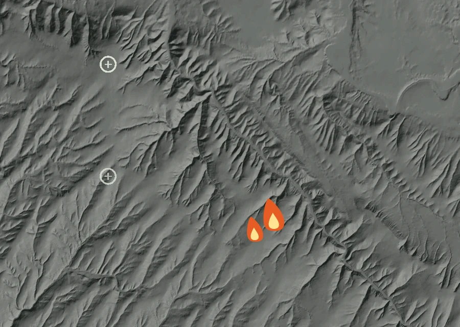 Animated map of the Dorran Road Fire across the whole record, with a time bar along the bottom showing energy released and the local date.