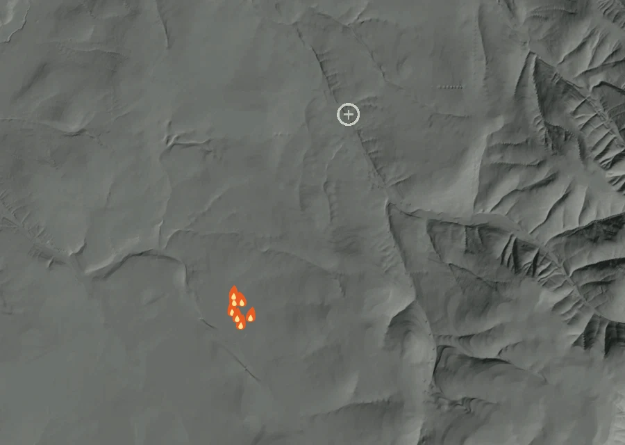 Map for Sun 11 Oct: flames mark every place that gave off heat that day.