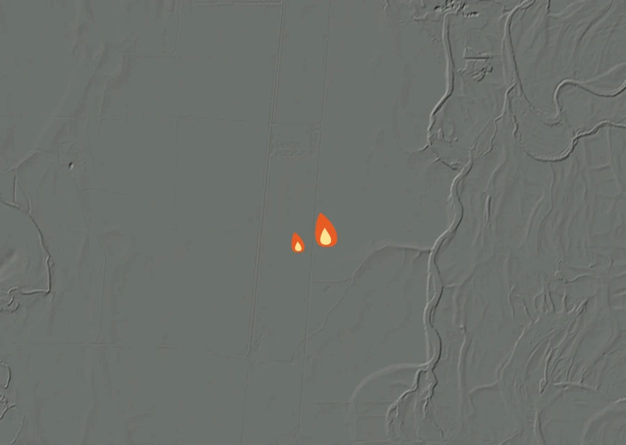 Animated map of the East 99 Non-Stat Fire across the whole record, with a time bar along the bottom showing energy released and the local date.