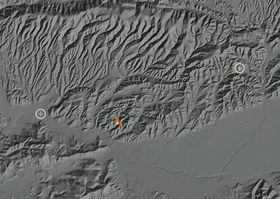 Map for Wed 14 Oct: flames mark every place that gave off heat that day.