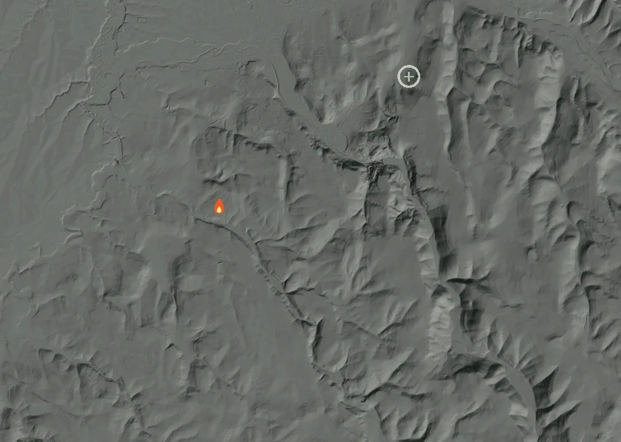 Map for Thu 15 Oct: flames mark every place that gave off heat that day.