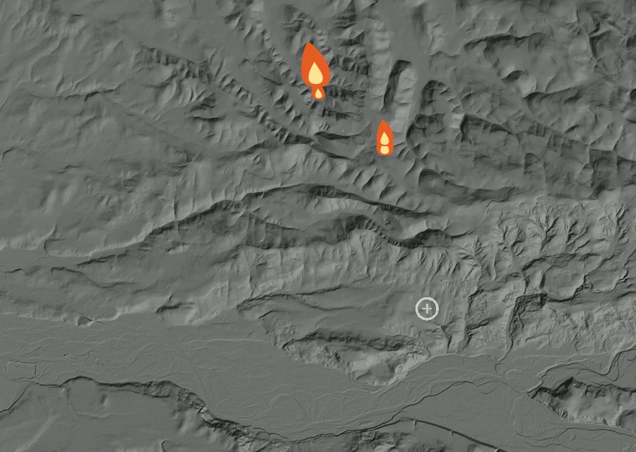 Map for Tue 22 Sep: flames mark every place that gave off heat that day.