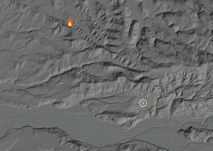Map for Thu 24 Sep: flames mark every place that gave off heat that day.